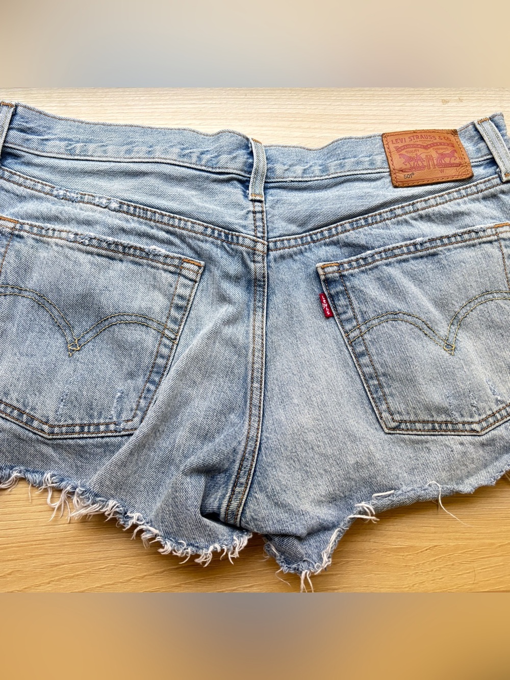 Levi's Light Blue Distressed Denim Cutoff Shorts